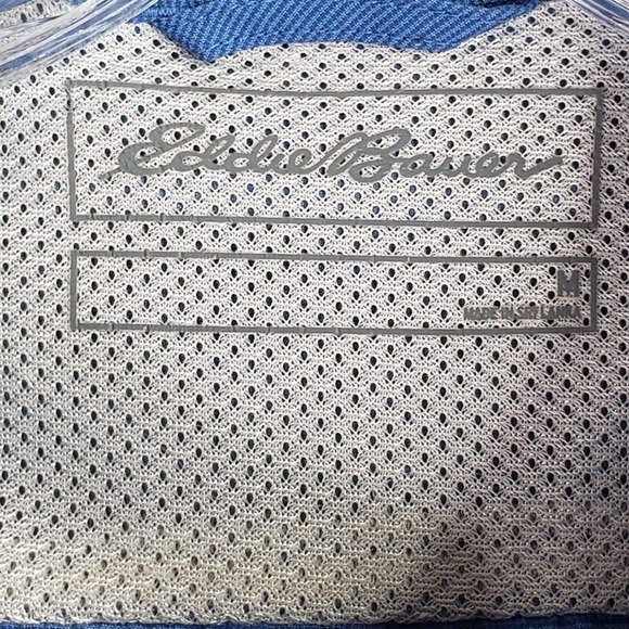 Eddie Bauer Travex Men’s Medium Blue Button Up Pocket Mesh Lined Nylon SS Shirt - Picture 7 of 11